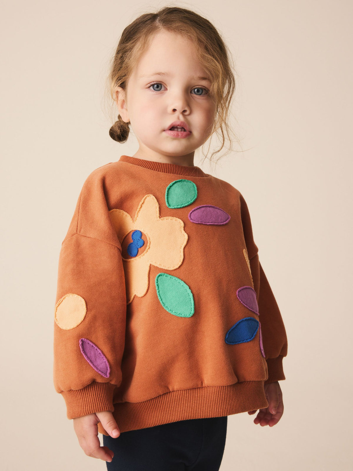 Dsiney Kidz - Rust Brown Flowers Crew Neck Sweatshirt (3mths-7yrs) image 1