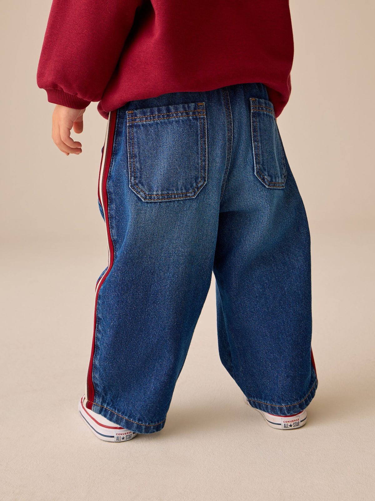 Dsiney Kidz - Mid Blue & Red Side Tape Wide Fit Jeans (3mths-7yrs) image 3