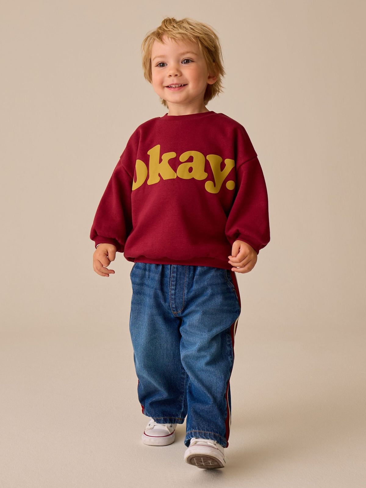 Dsiney Kidz - Mid Blue & Red Side Tape Wide Fit Jeans (3mths-7yrs) image 4