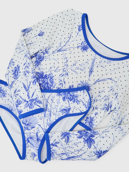Reiss Blue Print Netty 9-13 yrs Floral-Print Long-Sleeve Bikini Set image 3