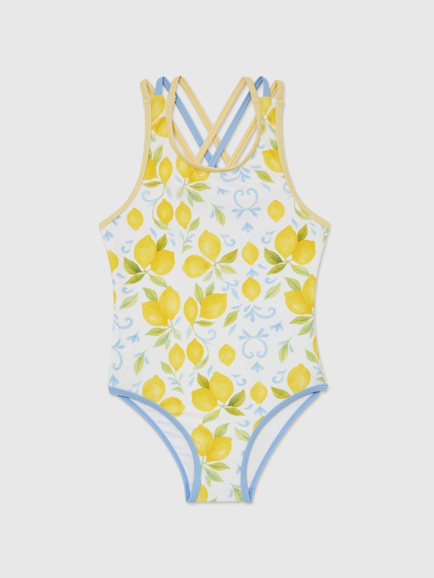 Reiss Yellow Yasmin 9-13 yrs Printed Cross-Strap Swimsuit image 2