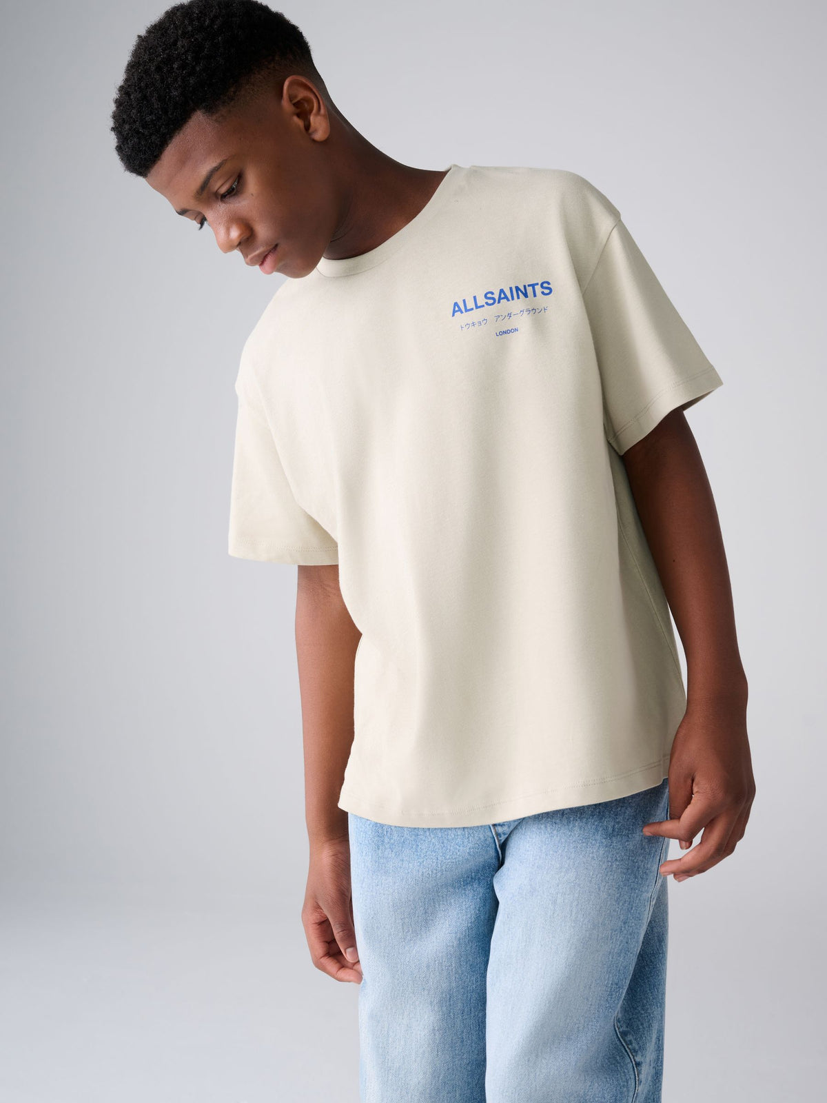smALLSAINTS Light Grey Oversized Underground Crew Cotton T-Shirt - image 2