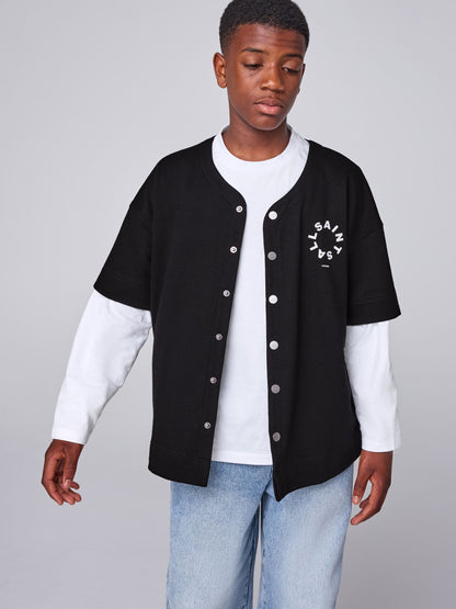 smALLSAINTS Black/White Tierra Baseball Shacket and T-Shirts Set - image 1