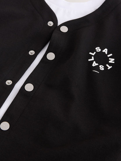 smALLSAINTS Black/White Tierra Baseball Shacket and T-Shirts Set - image 12
