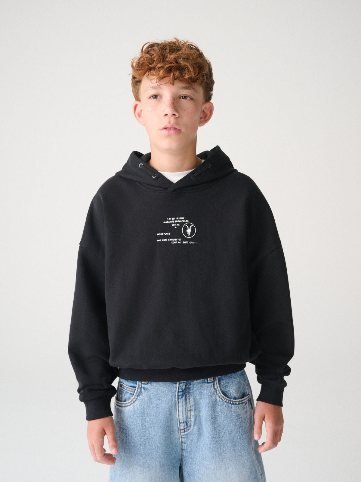 smALLSAINTS Black Stamp Logo Oversize Hoodie - image 1