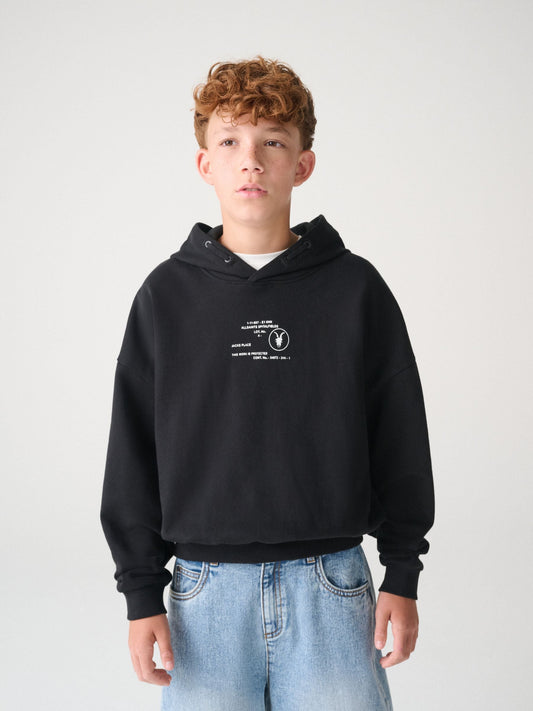 smALLSAINTS Black Stamp Logo Oversize Hoodie - image 1
