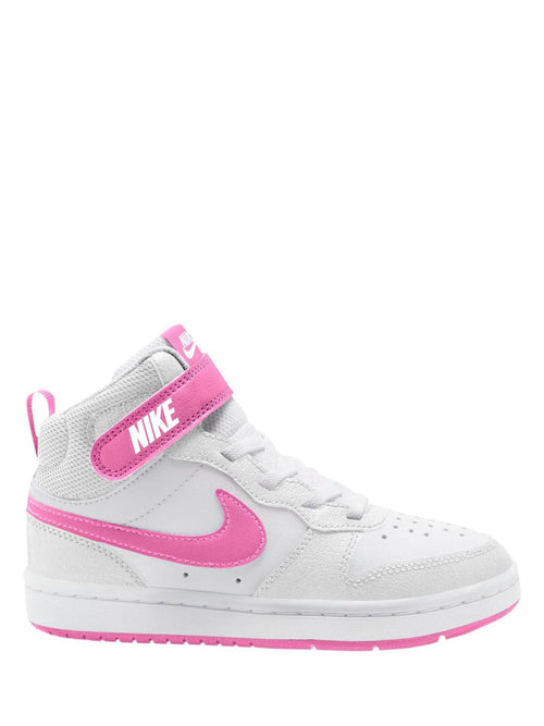 Nike White/Playful Pink Junior Court Borough Mid Trainers image 1