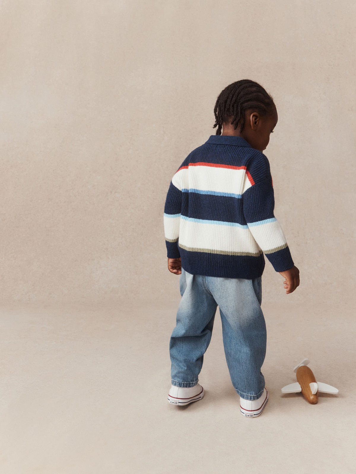 Blue/White Knitted Stripe Rugby Polo Shirt (3mths-7yrs) - image 3