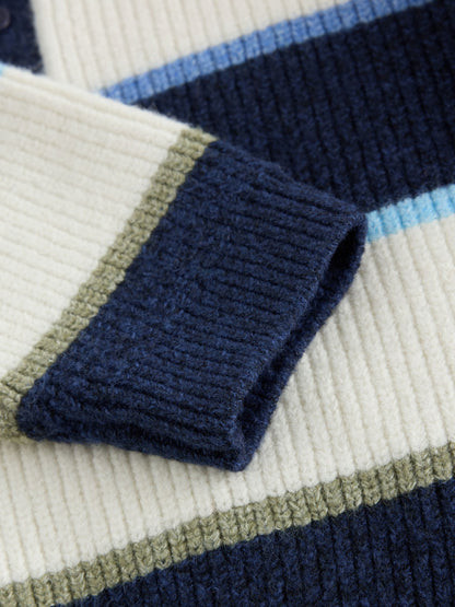 Blue/White Knitted Stripe Rugby Polo Shirt (3mths-7yrs) - image 8