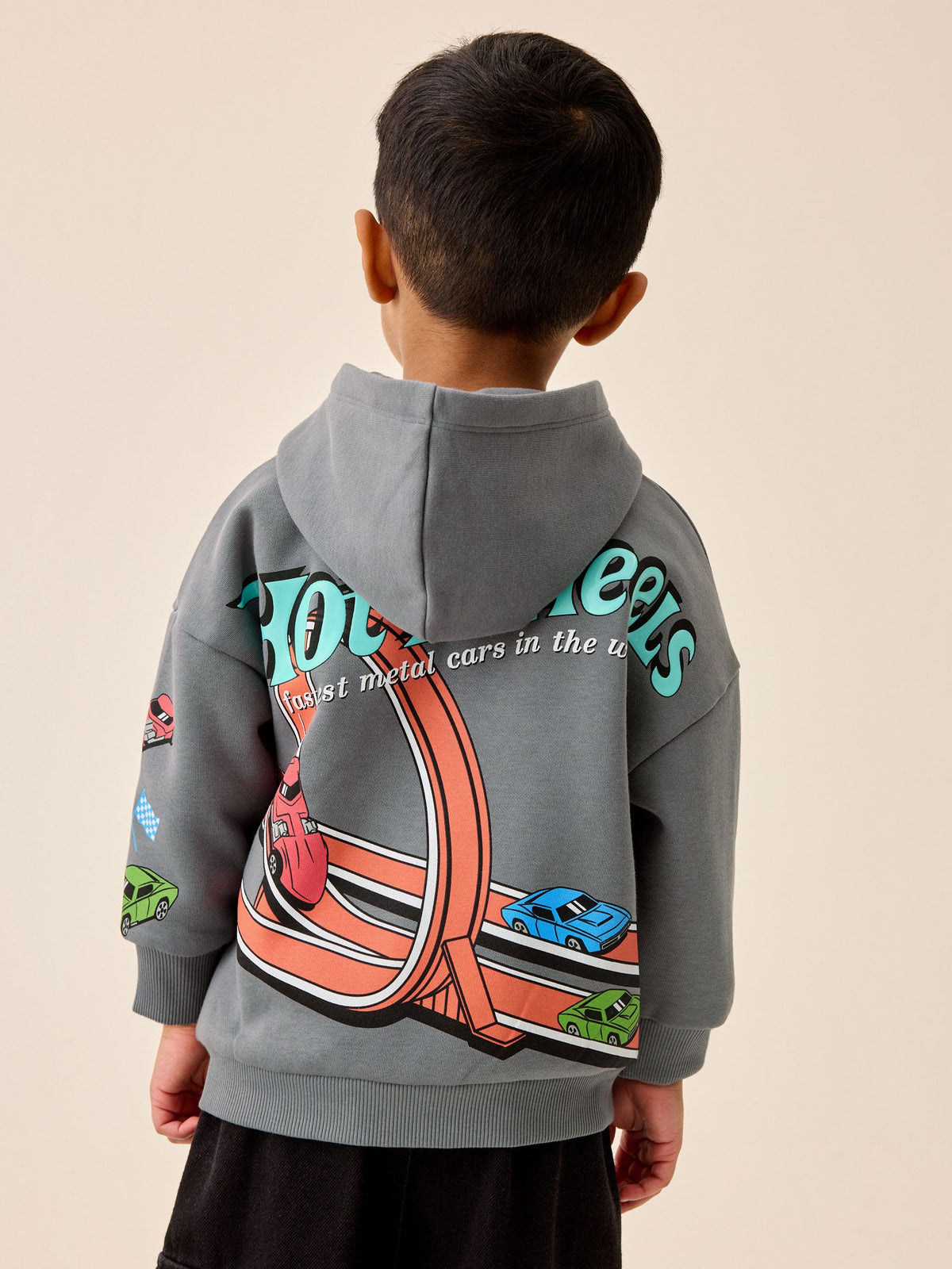 Charcoal Grey Hot Wheels Back Print Zip Up Hoodie (9mths-8yrs) - image 4