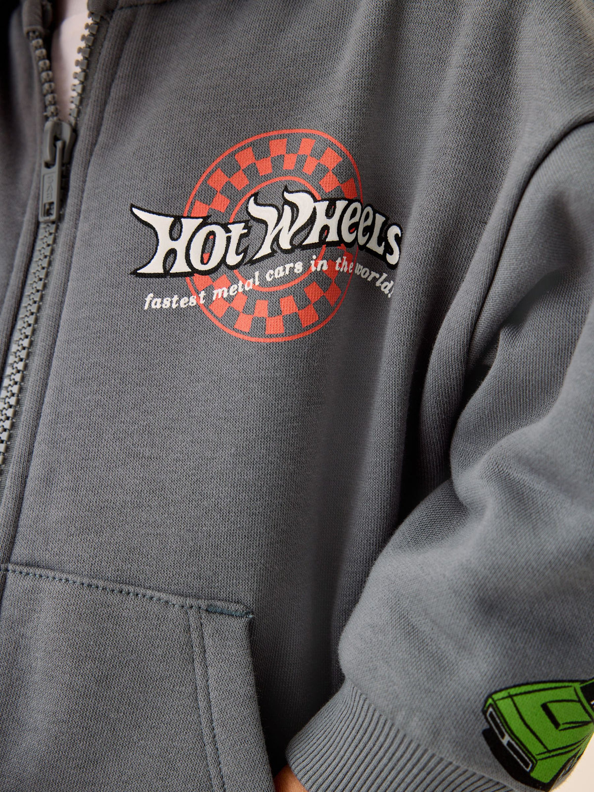 Charcoal Grey Hot Wheels Back Print Zip Up Hoodie (9mths-8yrs) - image 5