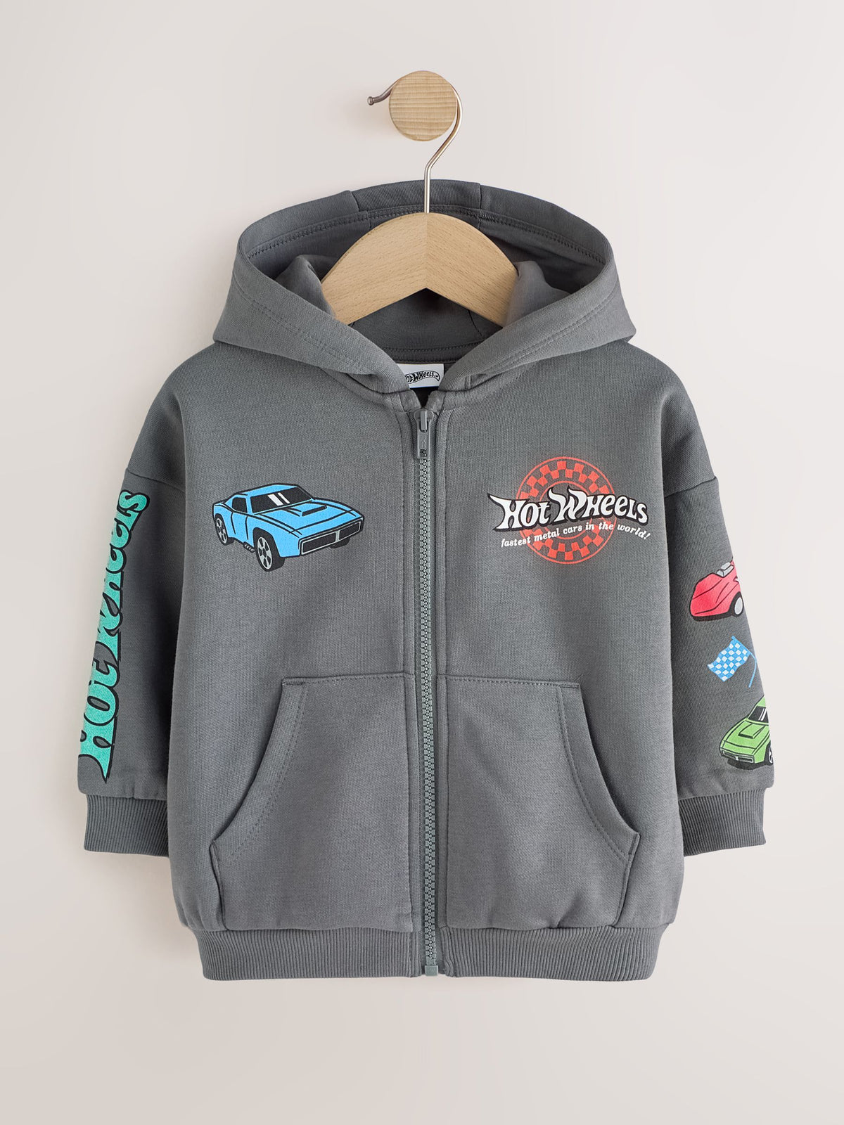 Charcoal Grey Hot Wheels Back Print Zip Up Hoodie (9mths-8yrs) - image 7