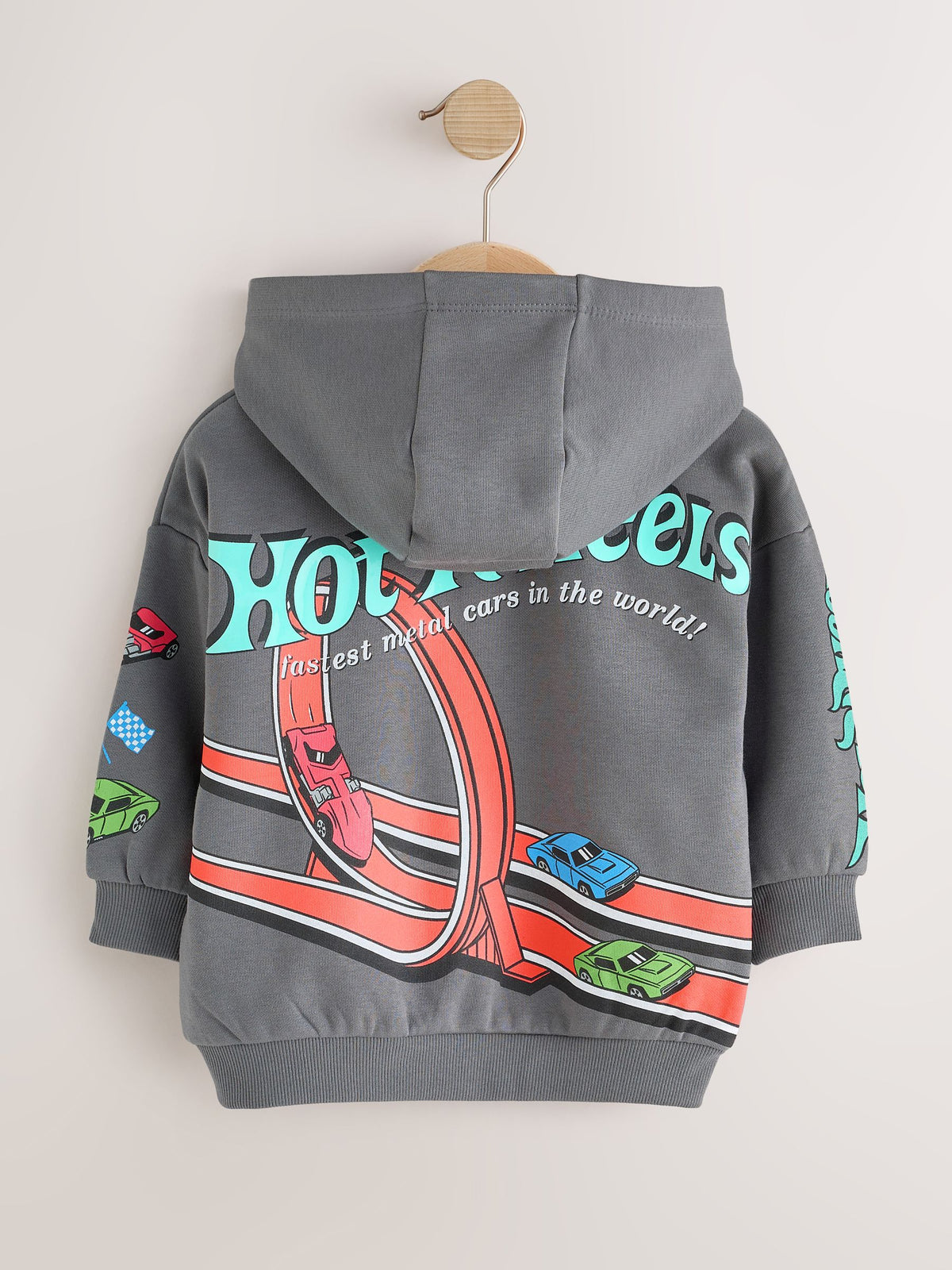Charcoal Grey Hot Wheels Back Print Zip Up Hoodie (9mths-8yrs) - image 8