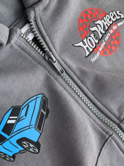 Charcoal Grey Hot Wheels Back Print Zip Up Hoodie (9mths-8yrs) - image 9