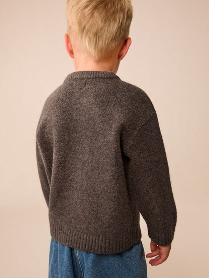 Chocolate Brown Brooklyn Knitted Crew Neck Jumper (3mths-7yrs) - image 3