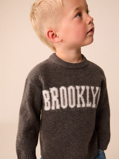 Chocolate Brown Brooklyn Knitted Crew Neck Jumper (3mths-7yrs) - image 4