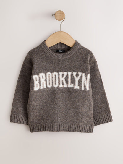 Chocolate Brown Brooklyn Knitted Crew Neck Jumper (3mths-7yrs) - image 5