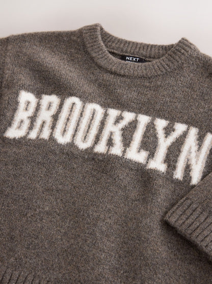 Chocolate Brown Brooklyn Knitted Crew Neck Jumper (3mths-7yrs) - image 7