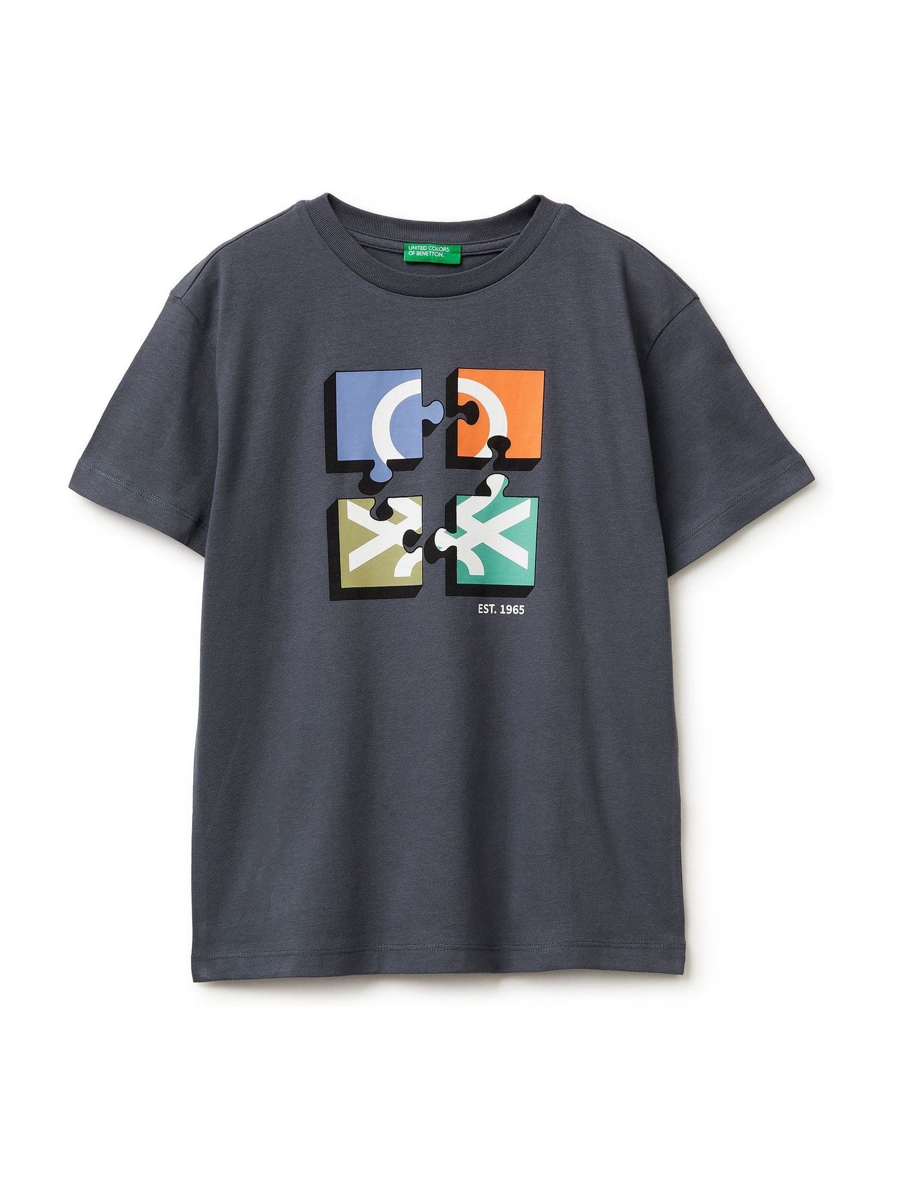 Dsiney Kidz - Benetton Grey Short Sleeve Logo T-Shirt image 1