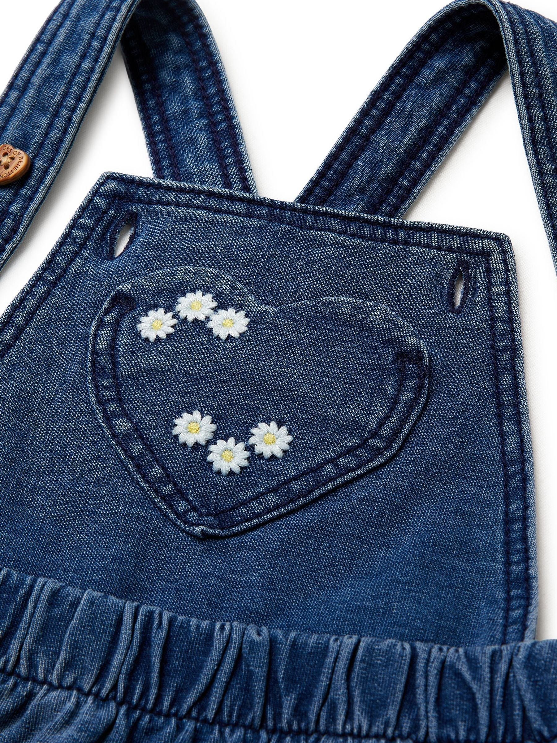 Benetton Blue Denim Look Overall Dress image 3