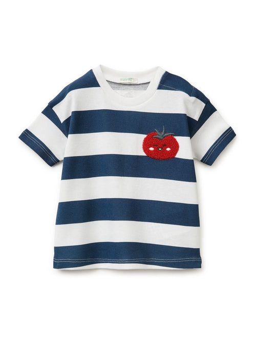Benetton Cream Stripe Embroidered T-Shirt image 1