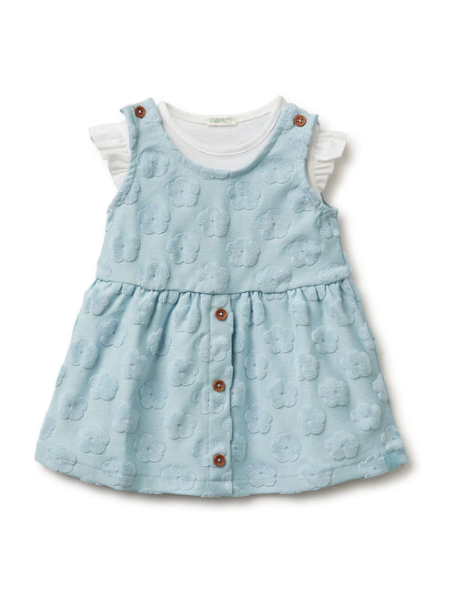 Benetton Green Frill Sleeve Jacquard Dress image 1