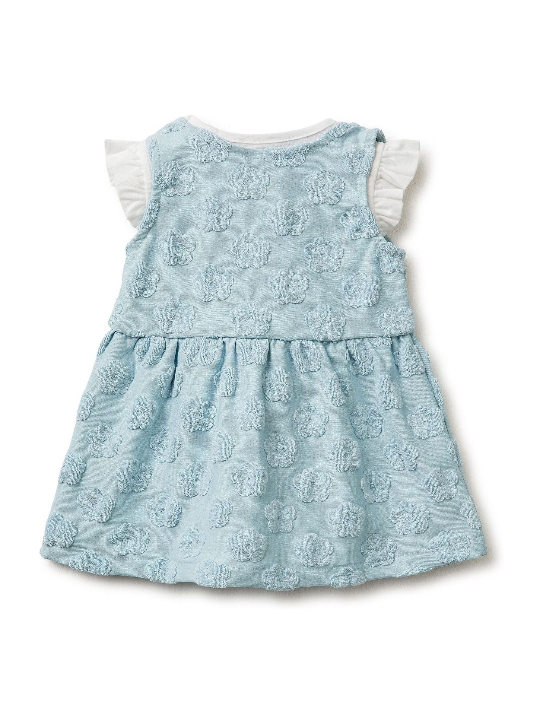 Benetton Green Frill Sleeve Jacquard Dress image 2