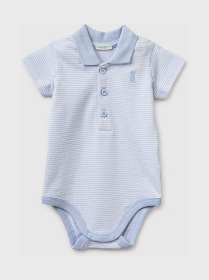 Benetton Blue Striped Polo Neck Bodysuit image 1