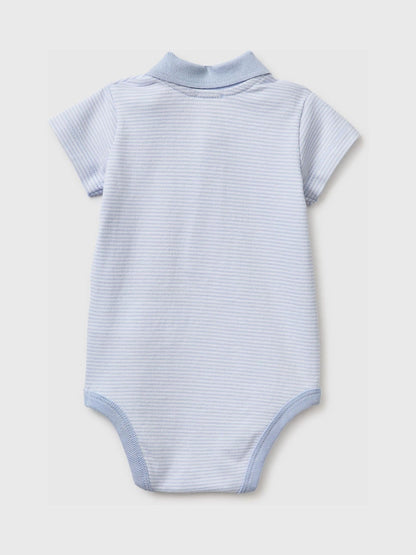 Benetton Blue Striped Polo Neck Bodysuit image 2