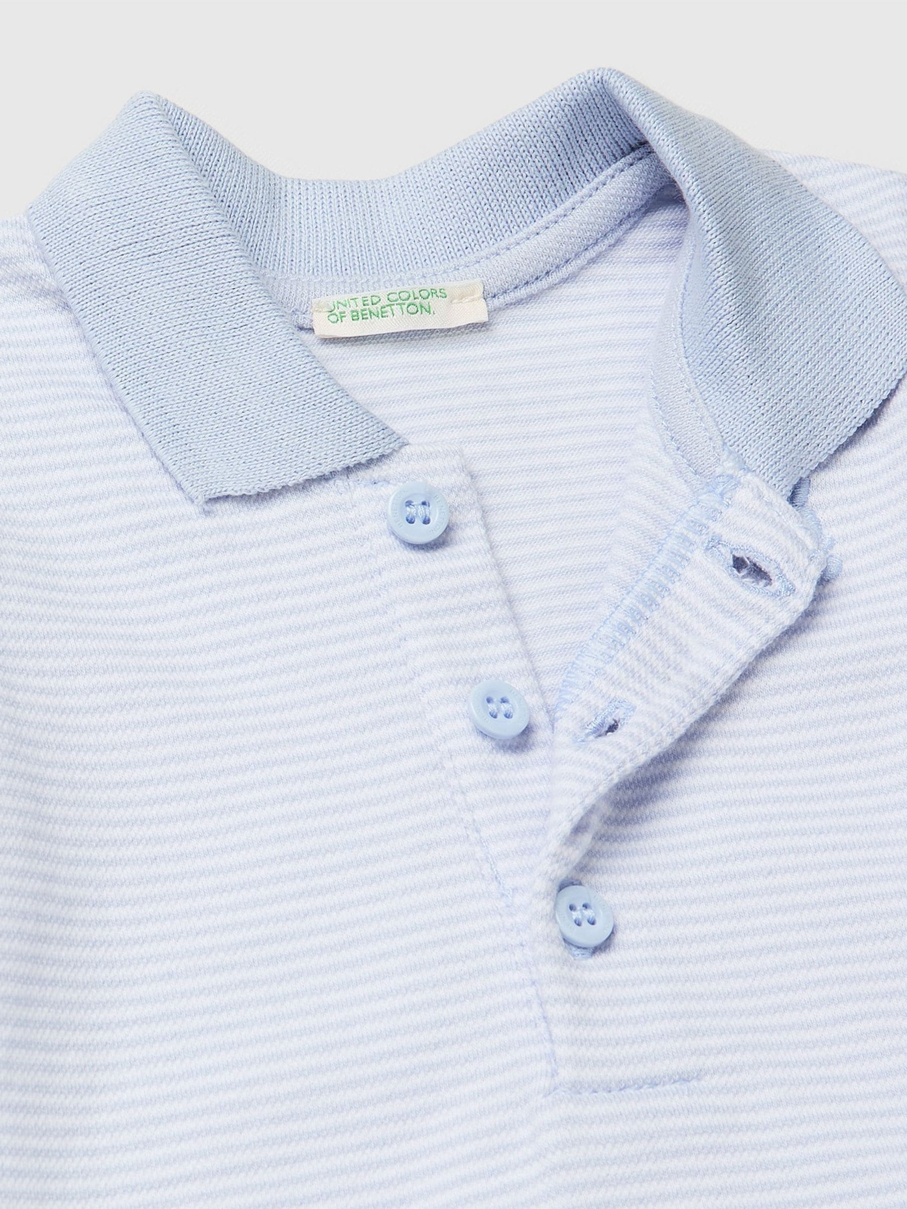 Benetton Blue Striped Polo Neck Bodysuit image 3