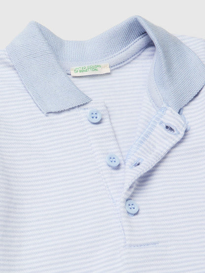 Benetton Blue Striped Polo Neck Bodysuit image 3