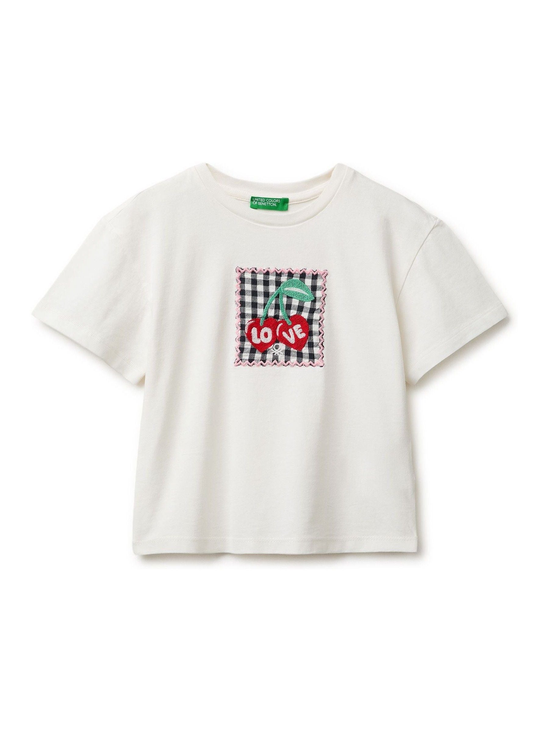 Dsiney Kidz - Benetton White Gingham Patch T-Shirt image 1