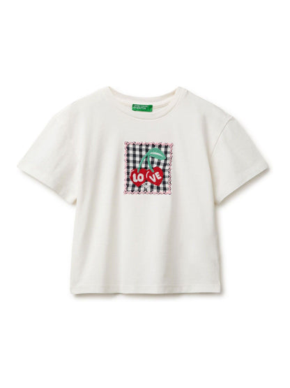 Dsiney Kidz - Benetton White Gingham Patch T-Shirt image 1