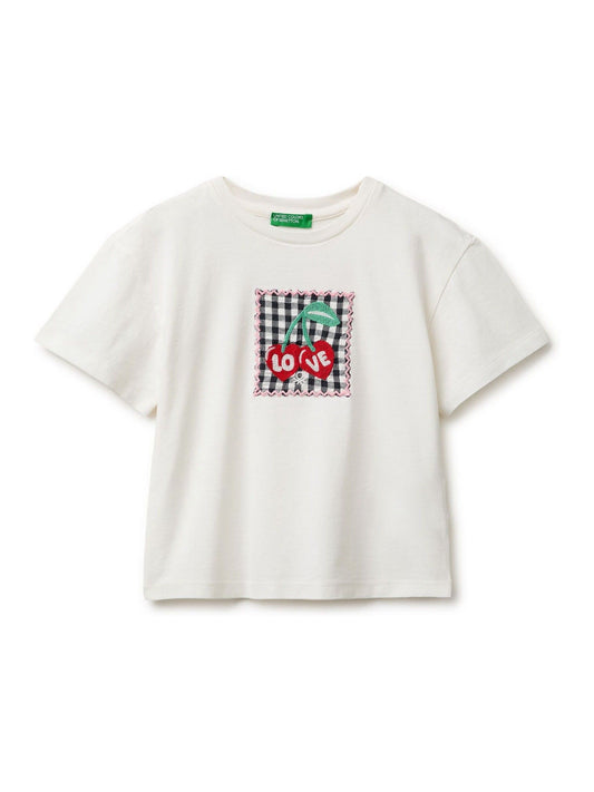 Dsiney Kidz - Benetton White Gingham Patch T-Shirt image 1