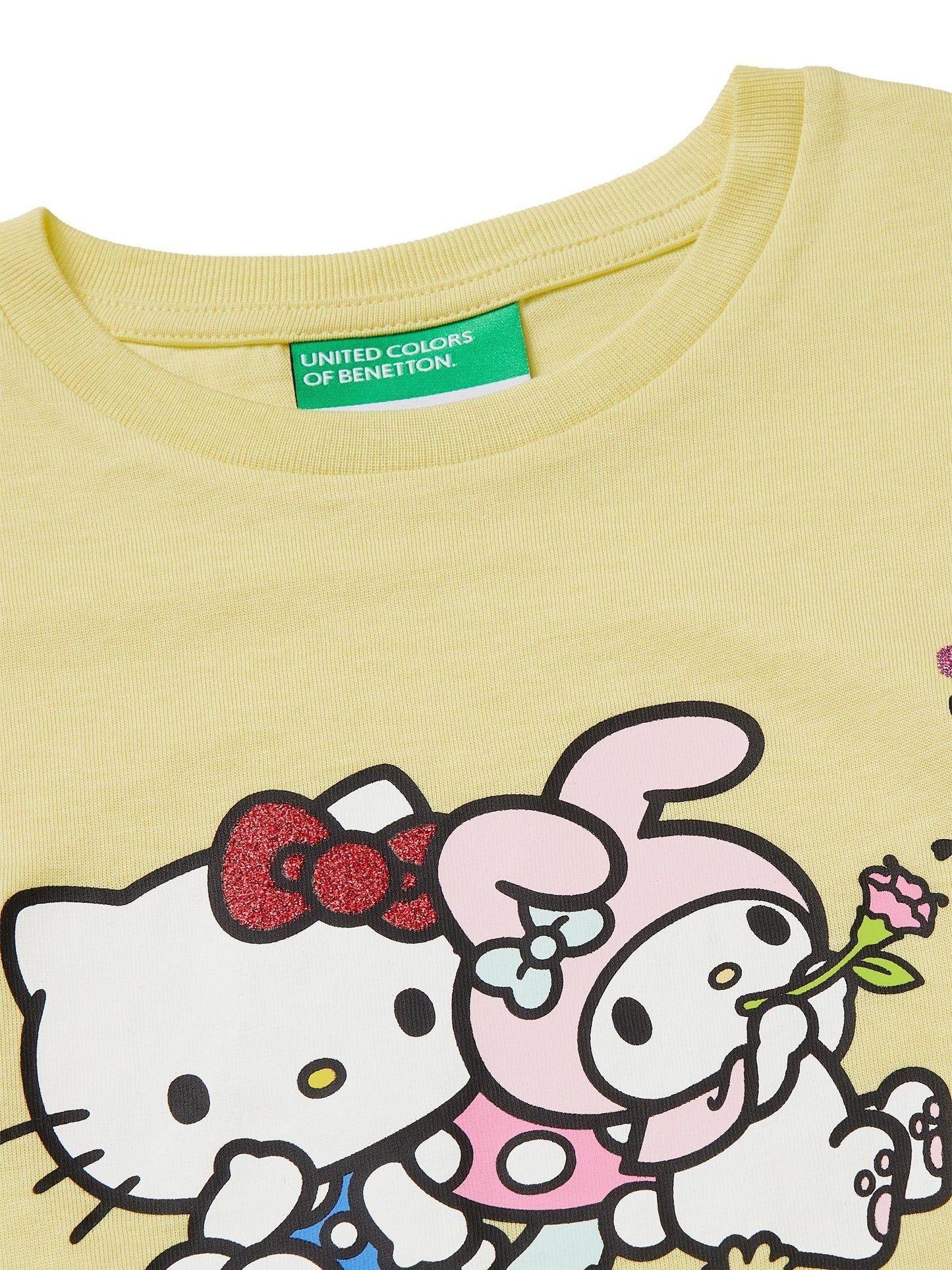 Benetton Yellow Flutter Sleeve Printed T-Shirt image 3