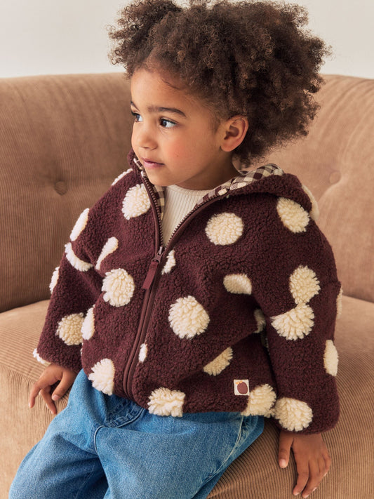 Dsiney Kidz - Brown/Ecru Spot Hooded Zip Through Fleece (3mths-7yrs) image 1