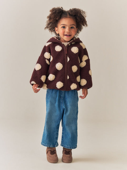 Dsiney Kidz - Brown/Ecru Spot Hooded Zip Through Fleece (3mths-7yrs) image 2