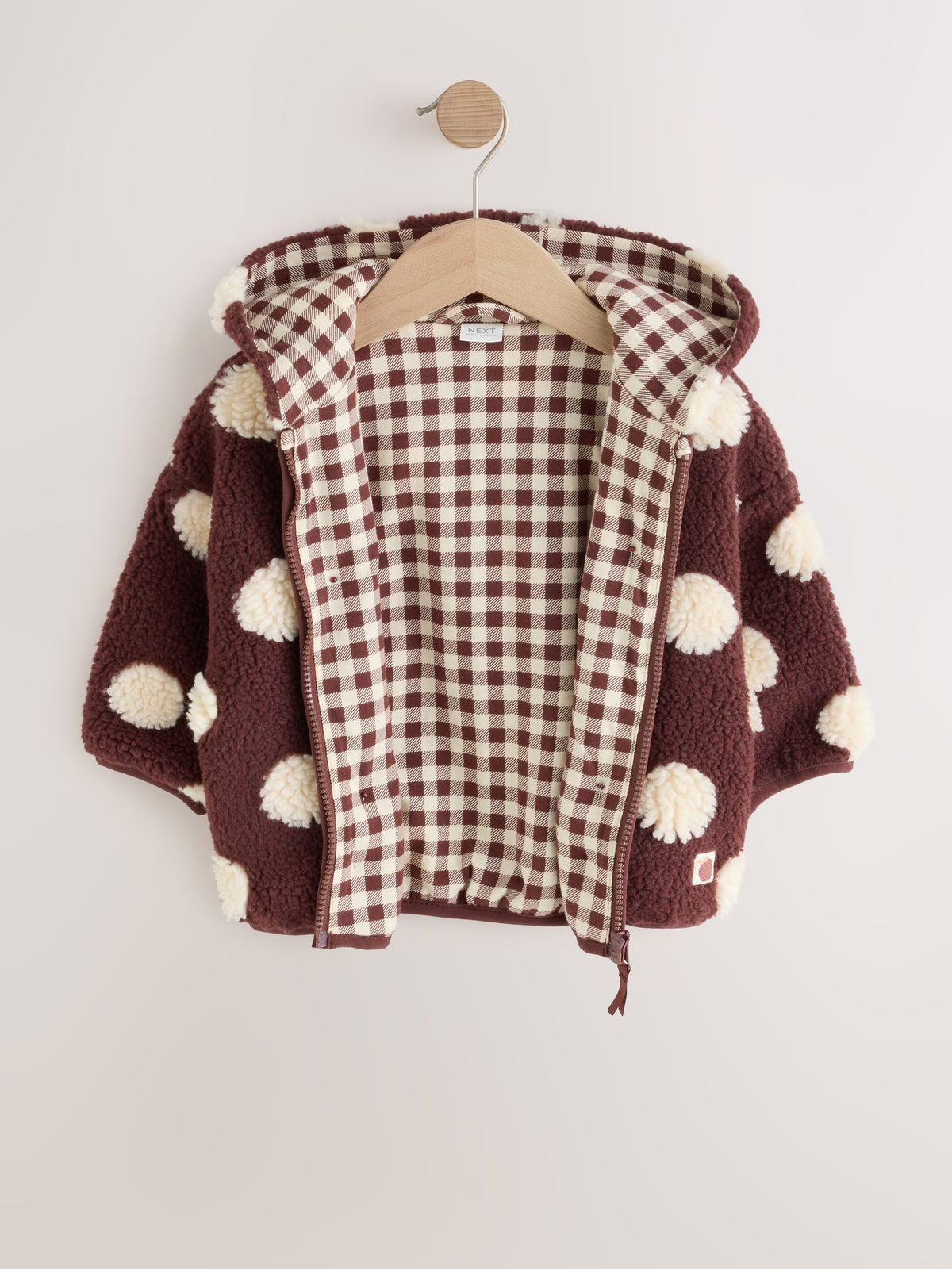 Dsiney Kidz - Brown/Ecru Spot Hooded Zip Through Fleece (3mths-7yrs) image 6