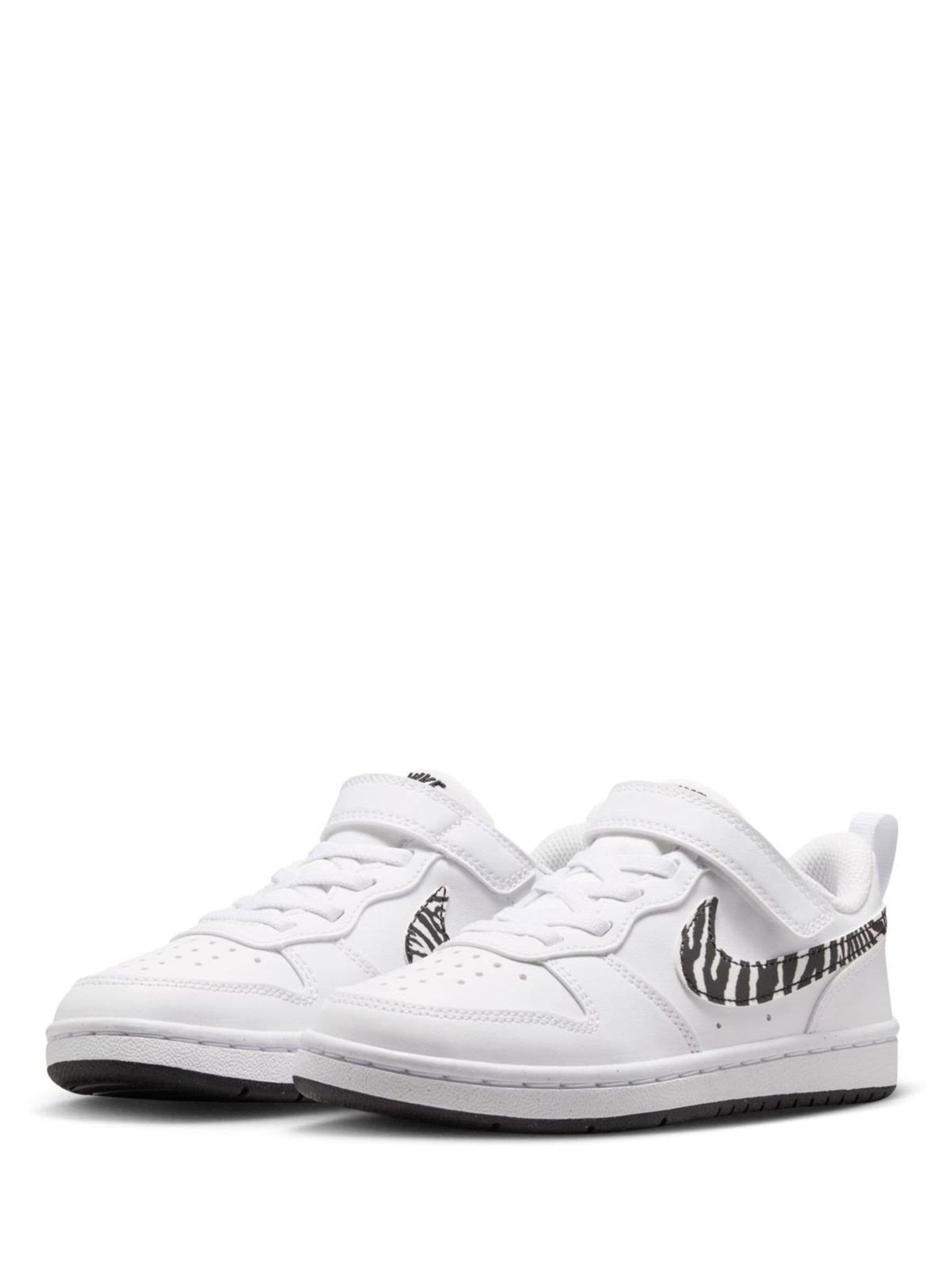 Nike White Zebra Animal Junior Court Borough Low Recraft Trainers image 2