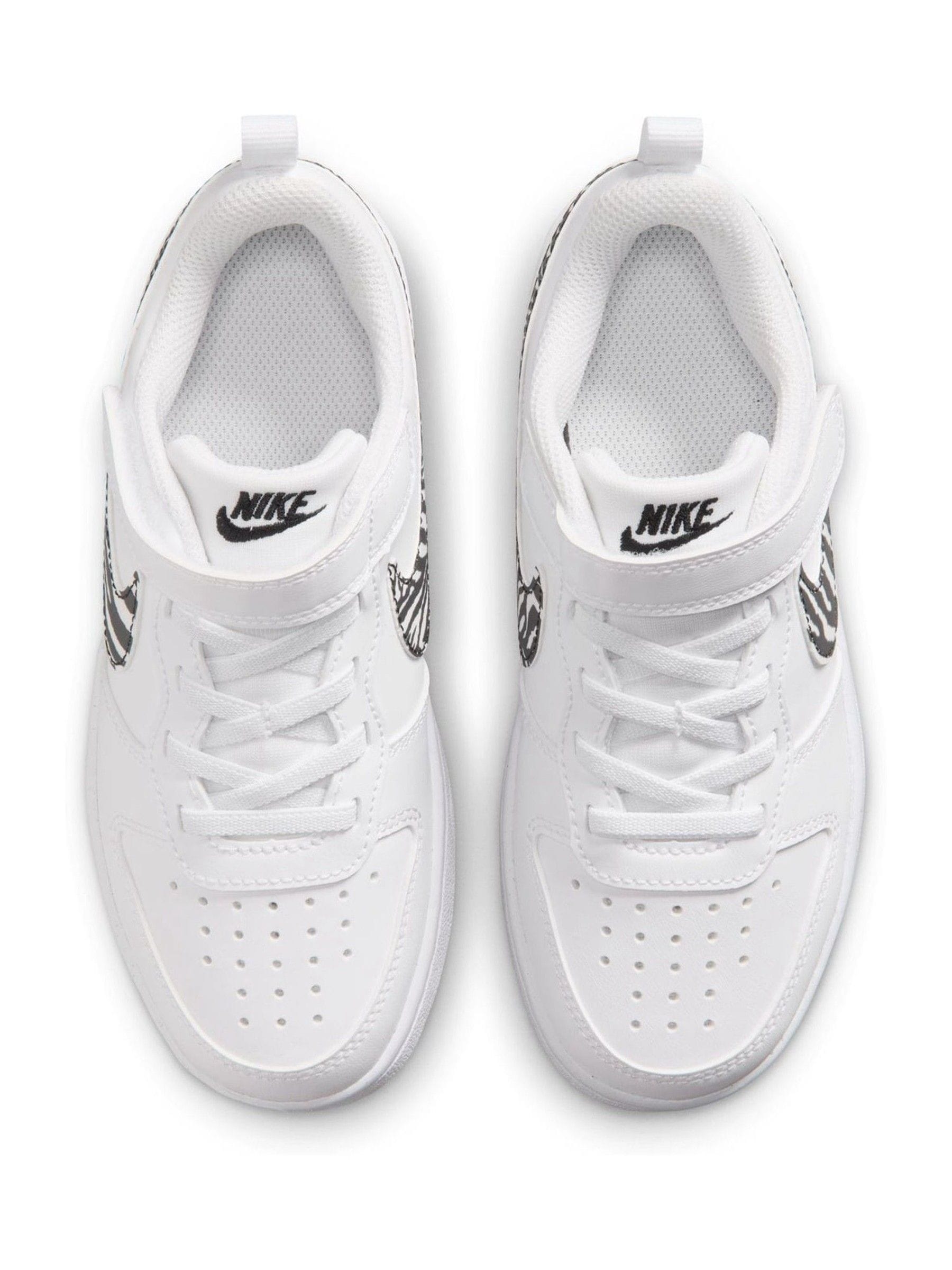 Nike White Zebra Animal Junior Court Borough Low Recraft Trainers image 4