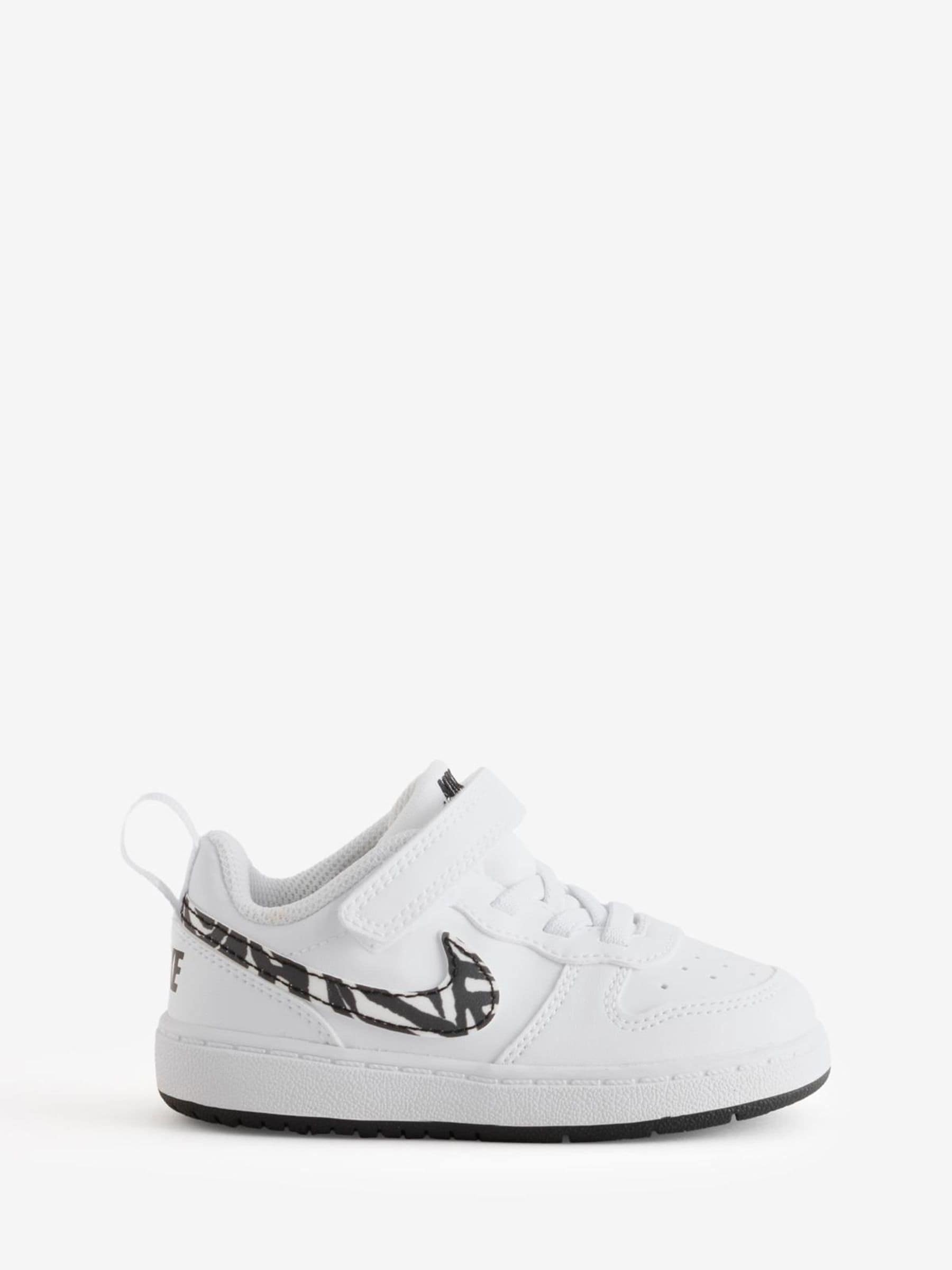 Nike White Zebra Animal Infant Court Borough Low Recraft Trainers image 1