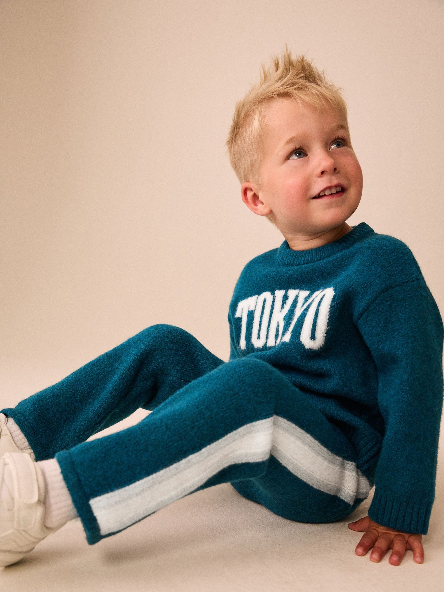 Dsiney Kidz - Teal Blue Tokyo Knitted Crew Neck Jumper and Joggers Set (3mths-7yrs) image 2