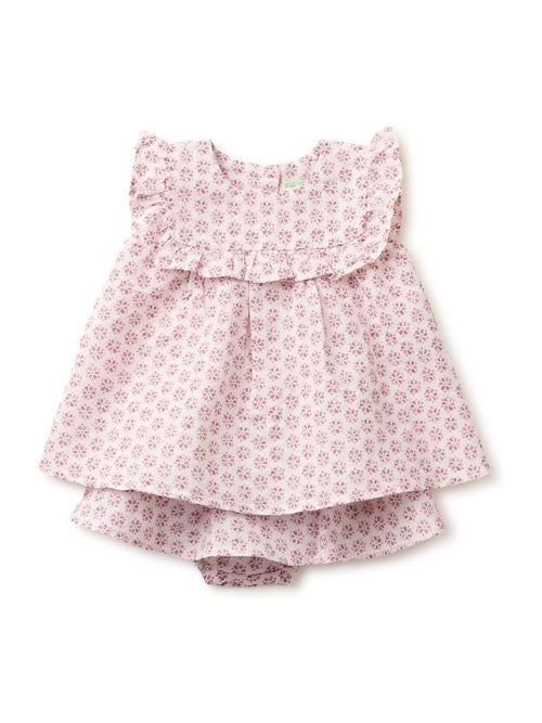 Benetton Pink Benetton Printed Linen Blend Top & Bottoms Set image 1
