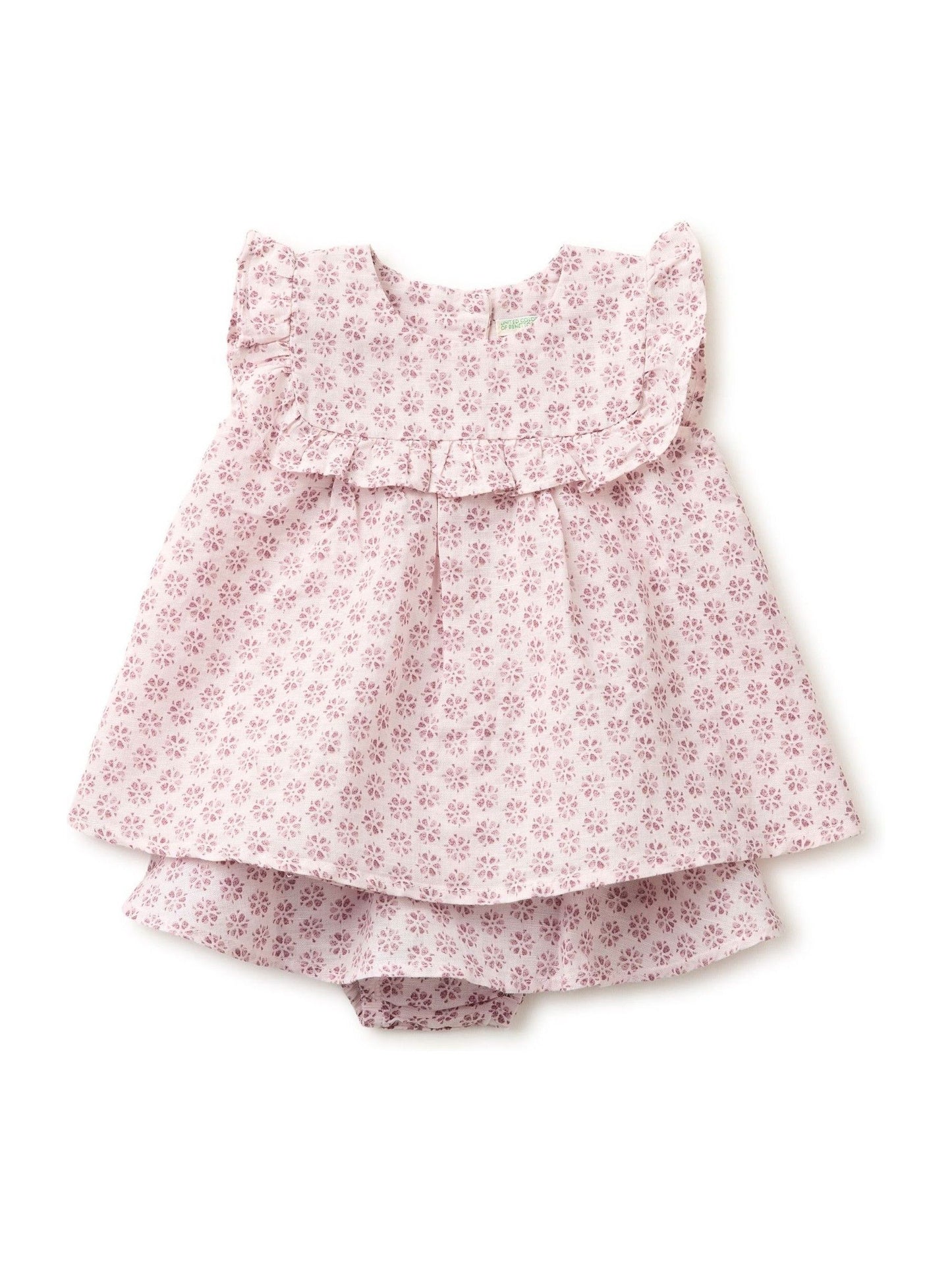 Benetton Pink Benetton Printed Linen Blend Top & Bottoms Set image 1
