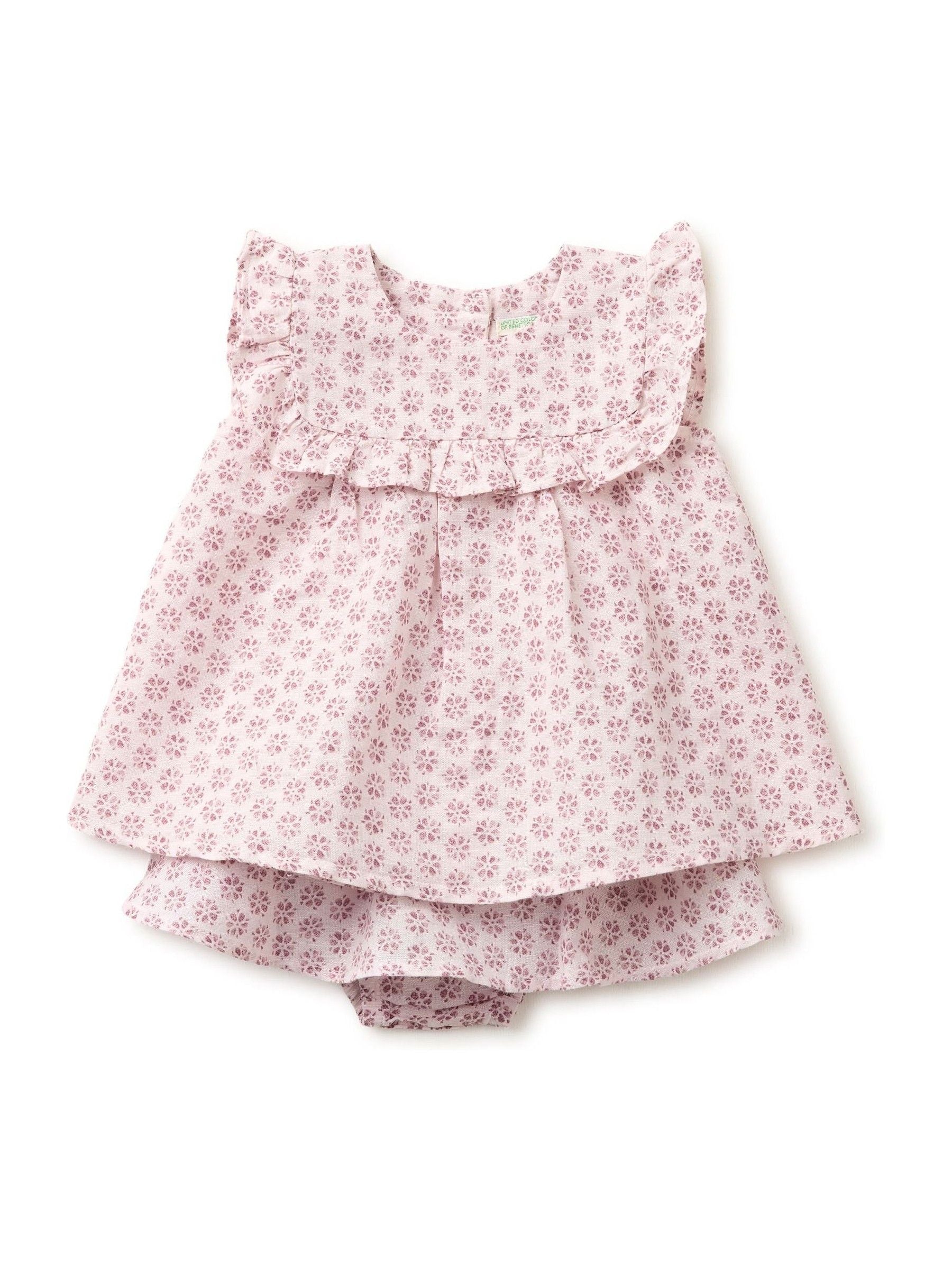 Benetton Pink Benetton Printed Linen Blend Top & Bottoms Set image 1