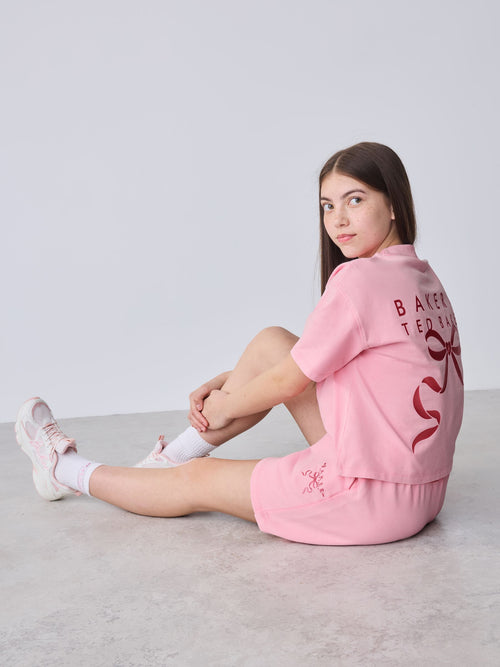 Dsiney Kidz - Baker by Ted Baker 2 Piece Acid Wash Bow Graphic T-Shirt & Short Set image 1