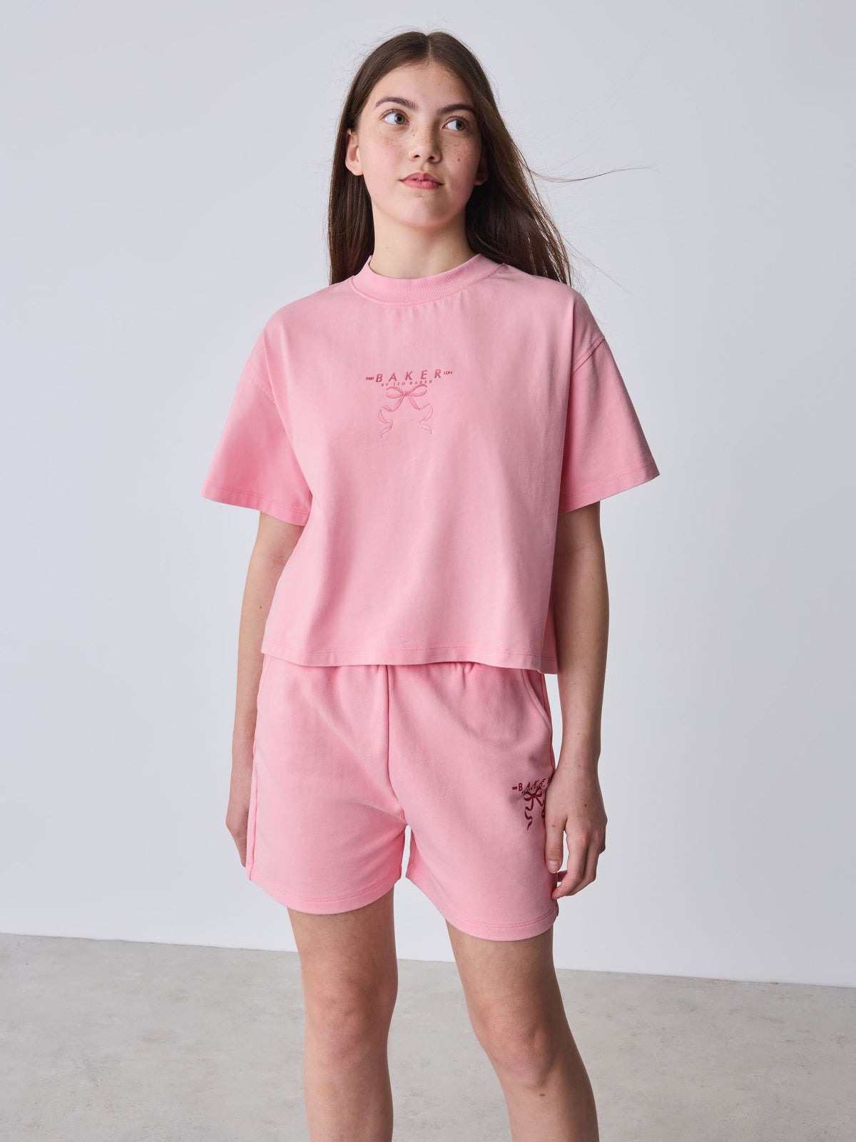 Dsiney Kidz - Baker by Ted Baker 2 Piece Acid Wash Bow Graphic T-Shirt & Short Set image 4