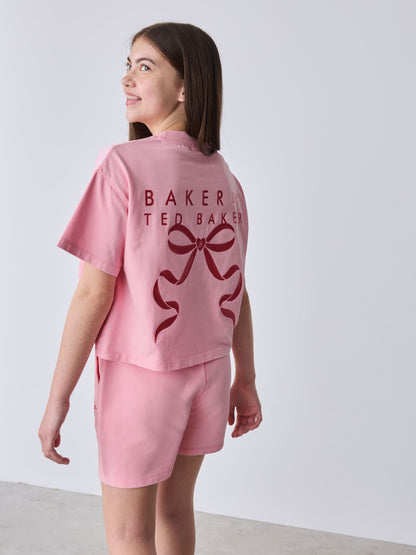 Baker by Ted Baker 2 Piece Acid Wash Bow Graphic T-Shirt & Short Set image 5