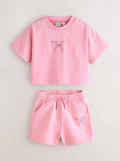 Baker by Ted Baker 2 Piece Acid Wash Bow Graphic T-Shirt & Short Set image 9