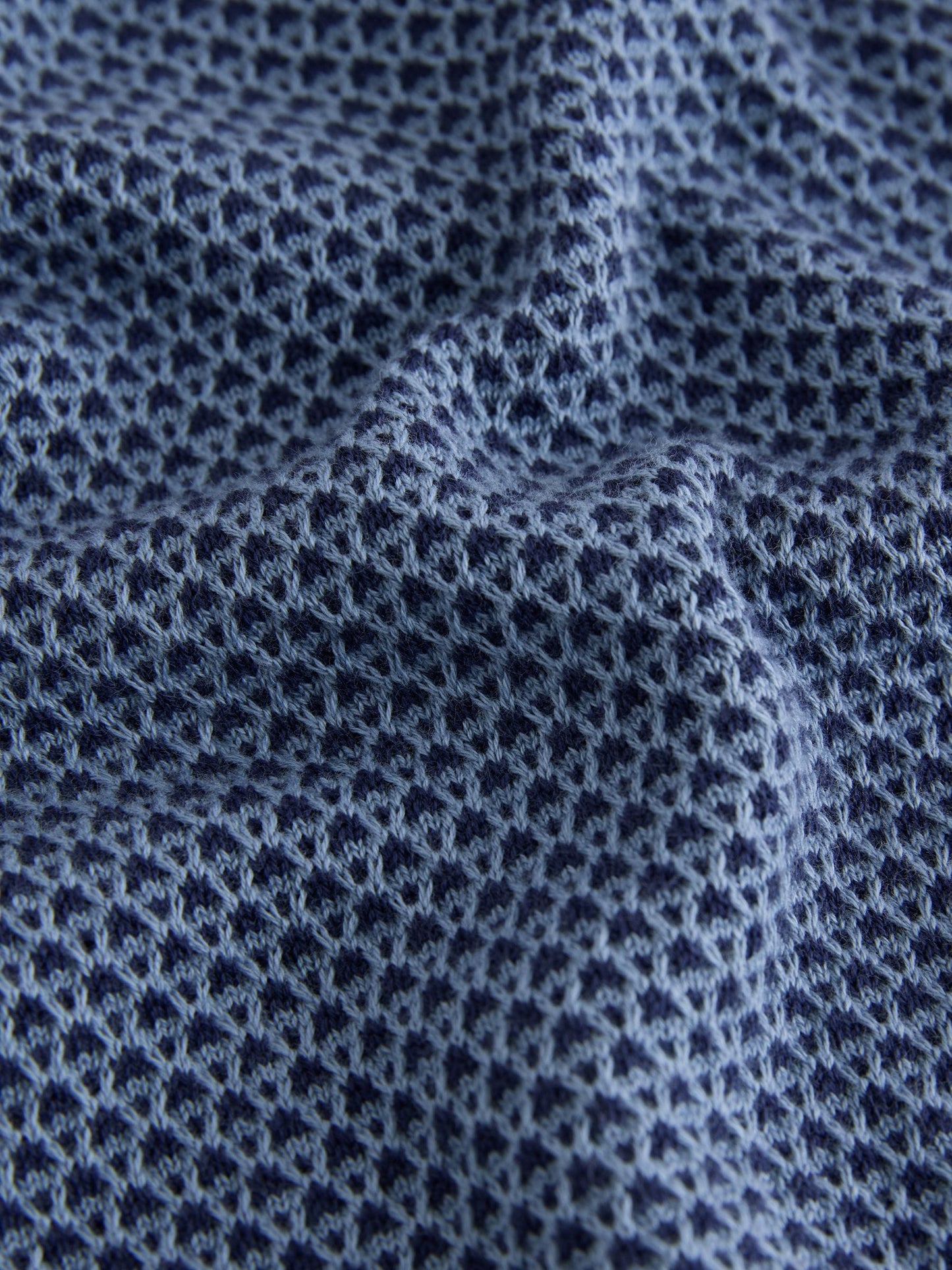Dsiney Kidz - Blue/Navy Textured Knitted Popper Neck Polo Shirt (3-16yrs) image 4